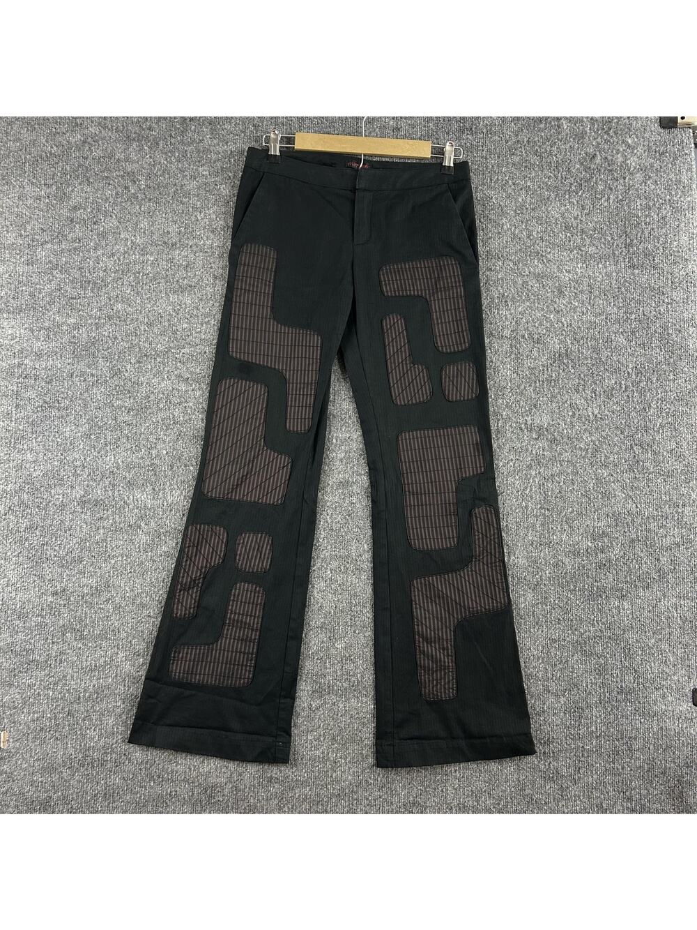 Custo Barcelona Pants 2 Quilted Stripe Twill Black Flare Punk Y2K Streetwear